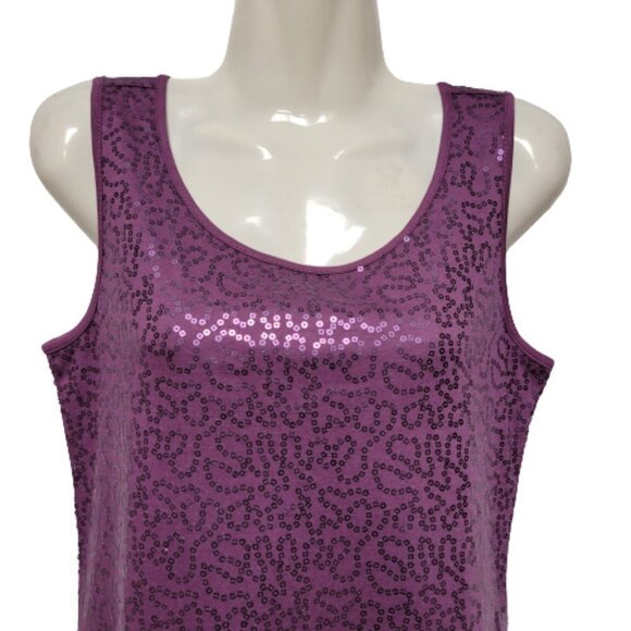 Purple Sleeveless Sequin Shift Dress  Size M   L - Picture 4 of 8